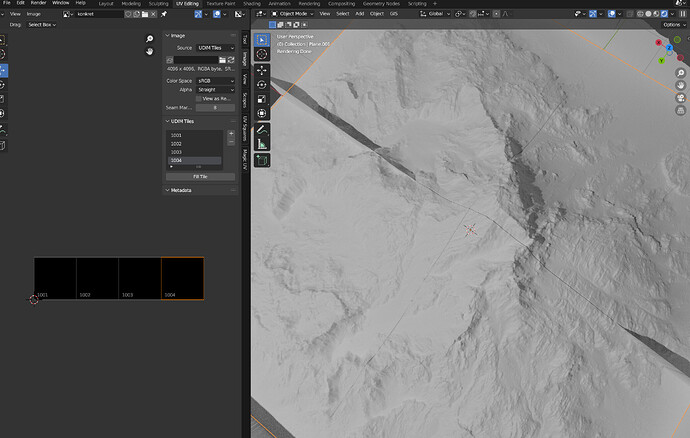 Udim Texture Checker Map GAEA terrain tiles on subdivided plane with UDIM set-up give me seams ...