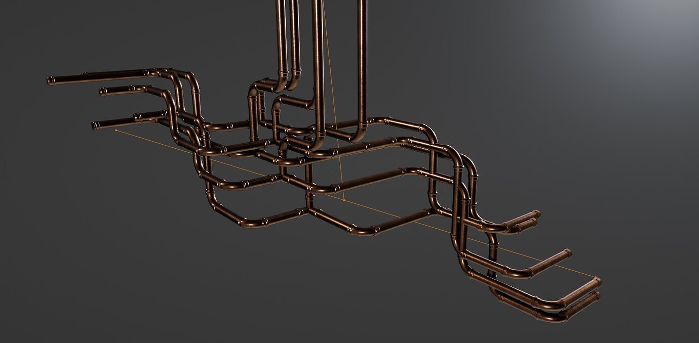 Geometry Nodes: procedural piping systems using grid-based path finding ...