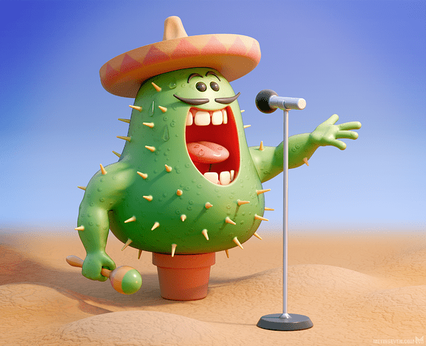 metin-seven_stylized-3d-illustrator-cartoon-character-designer_singing-cactus_cycles