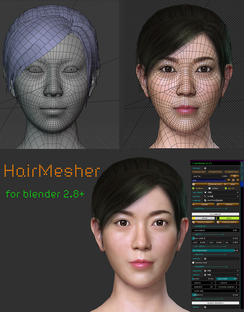 HairMesher (Generate mesh from hair with UVs,C++) - Released Scripts and  Themes - Blender Artists Community