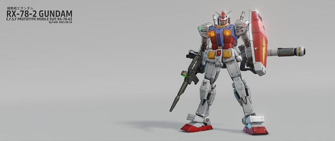 RX-78-2 Gundam Pose 01 Blender 2.93 LTS EEVEE 2560x1080 128 Samples 41.20 sec