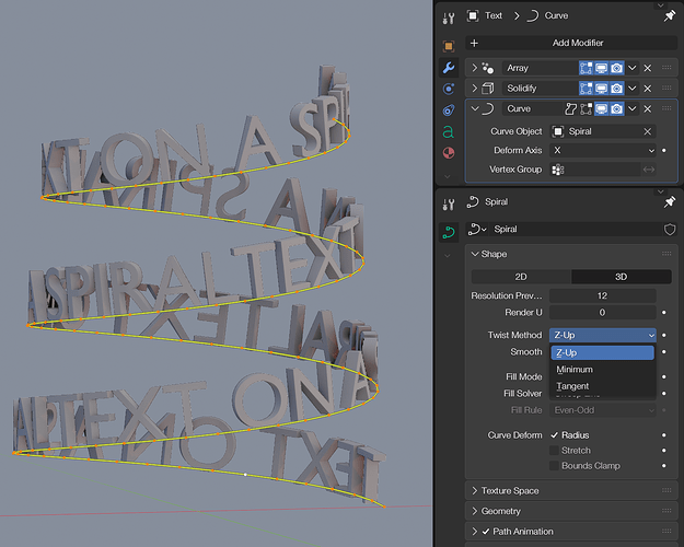 How can I make a spiral text using Geometry Nodes - Modeling - Blender ...