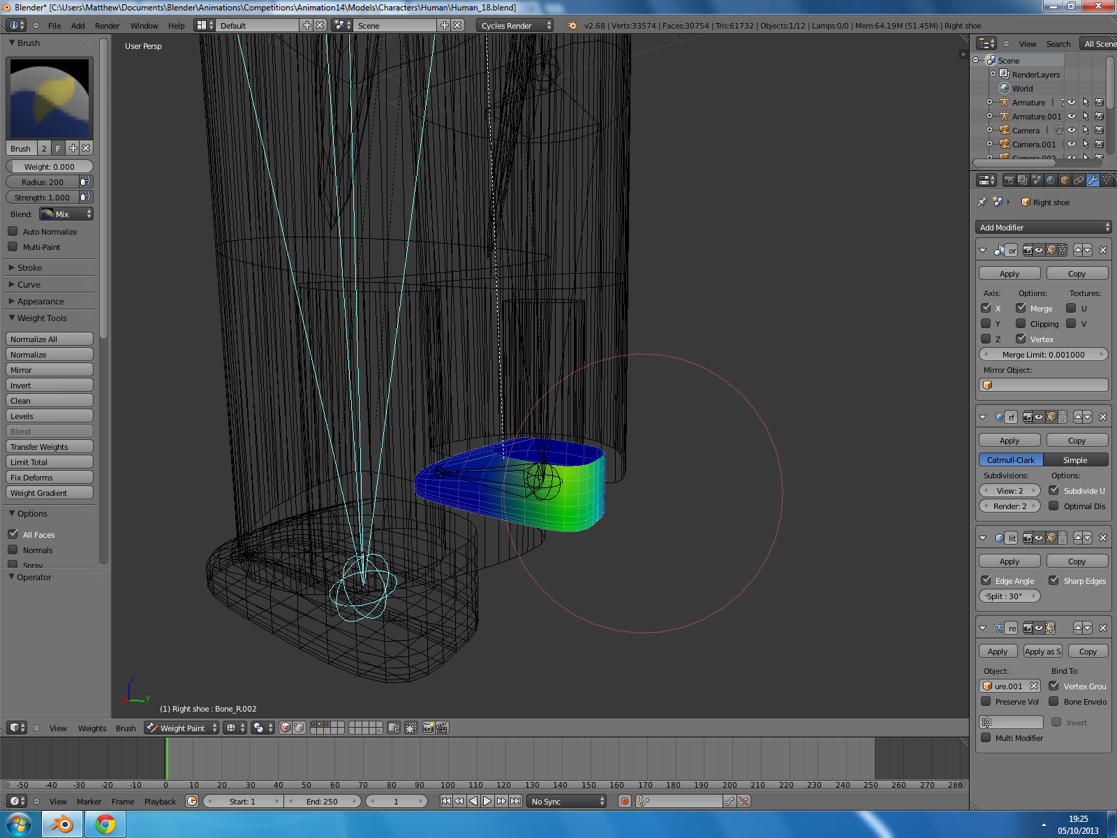 Blender weight paint не работает