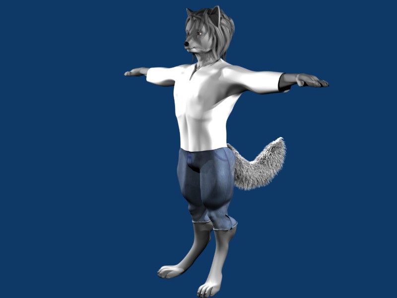 male wolf anthro pose