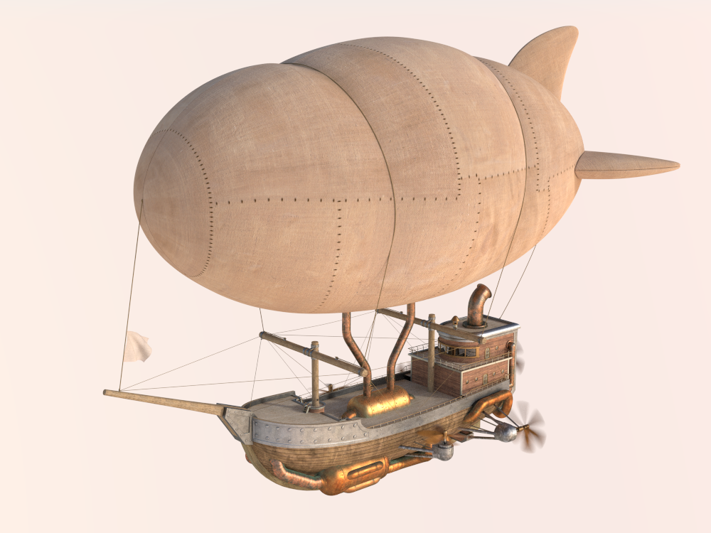 futuristisch Airship Digitaldruck Steampunk Tischdecke 