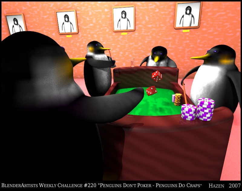 Penguins playing poker