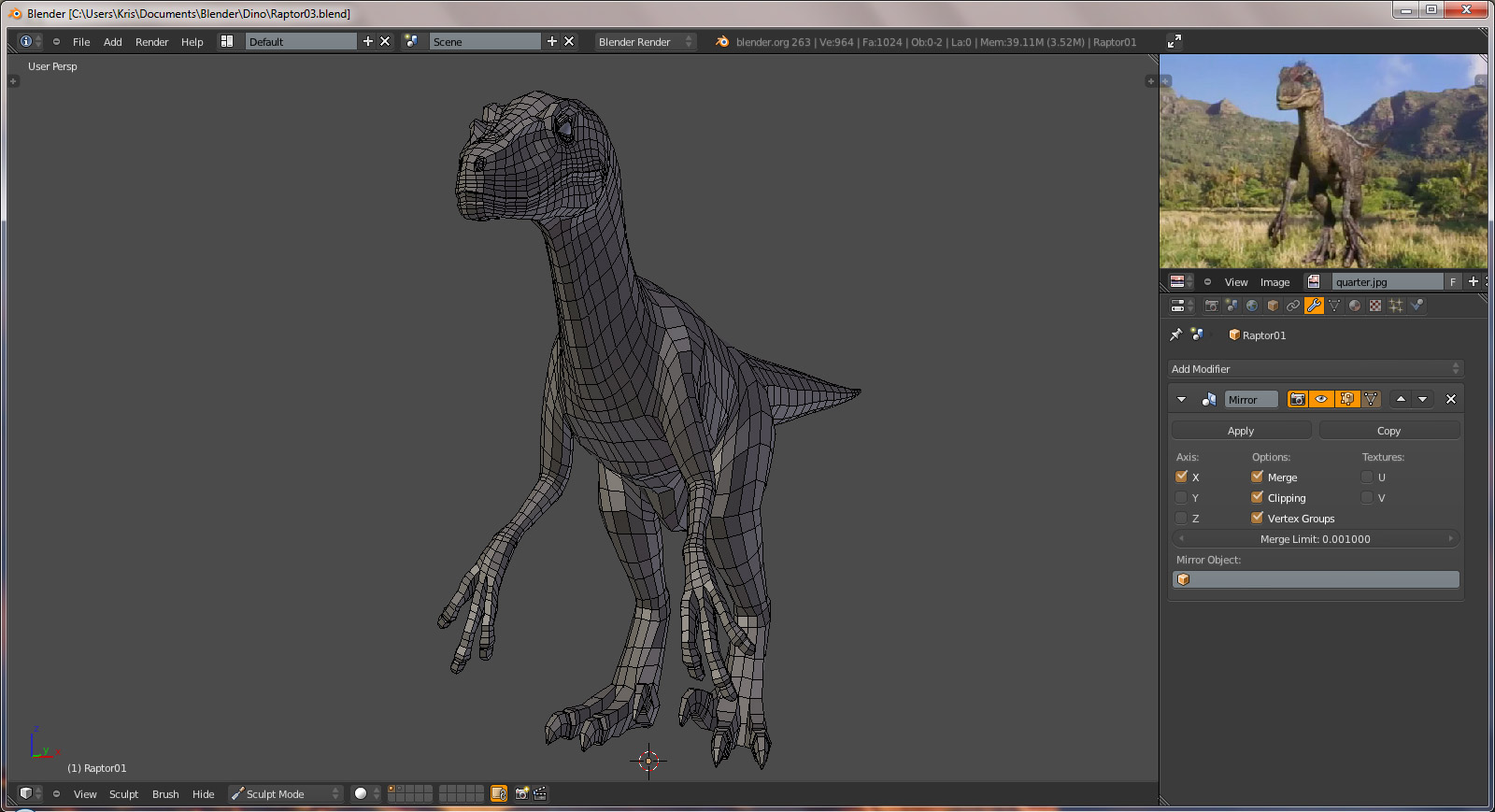 Blender Raptor (Dinosaur Contest) Jurassic Park Raptors - Works in Progress - Blender ...