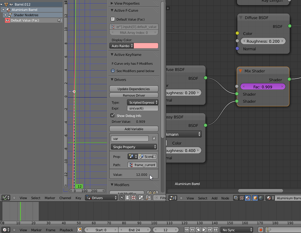 Driver with frame_current as input works on mix shader but not on ...