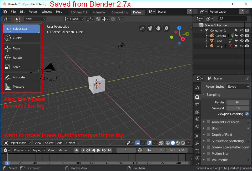 How to move the tool from bottom to top in Blender 2.8 - & Interface - Blender Artists Community