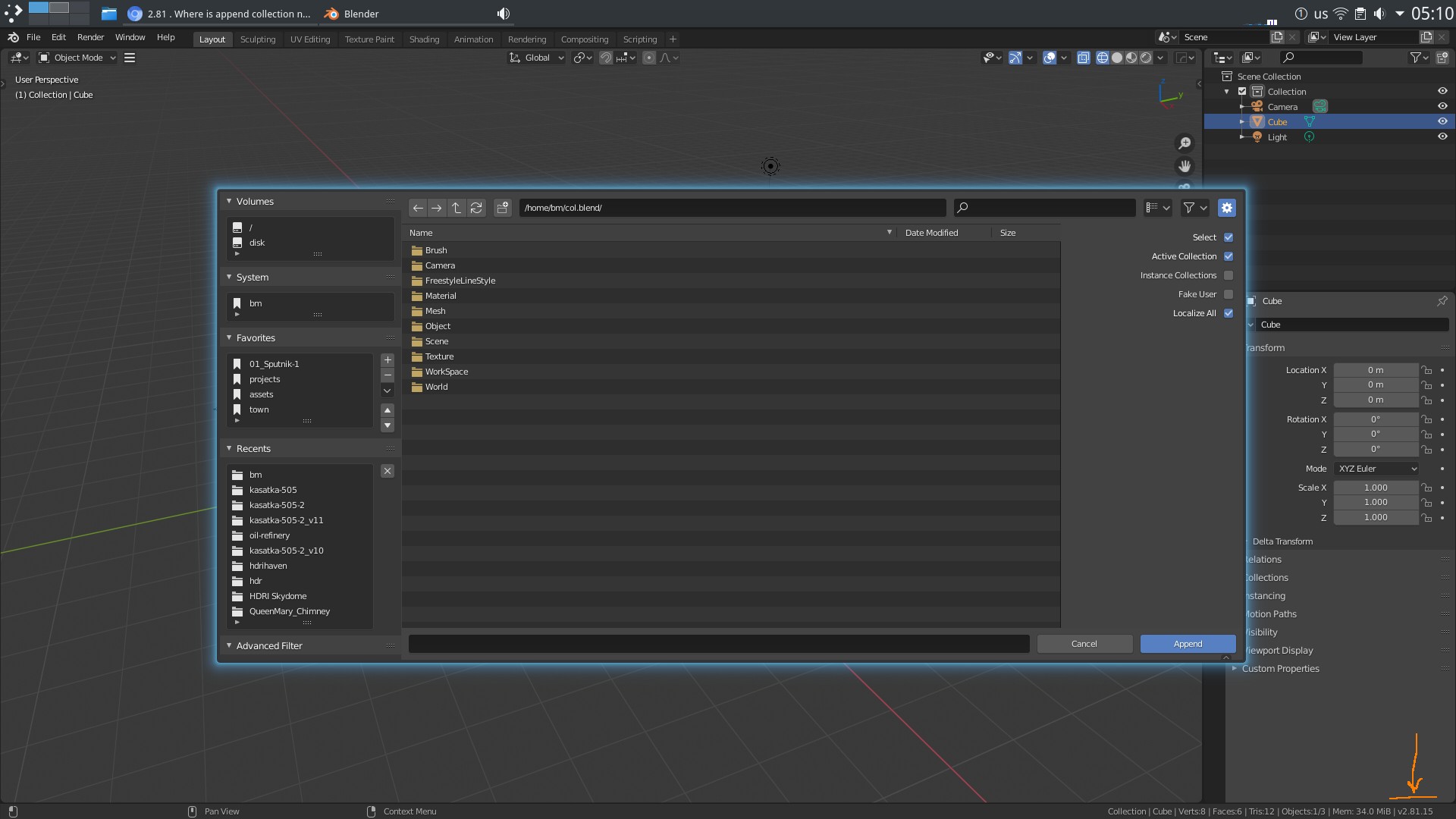 2.81 . Where is append collection now? - Basics & Interface - Blender ...