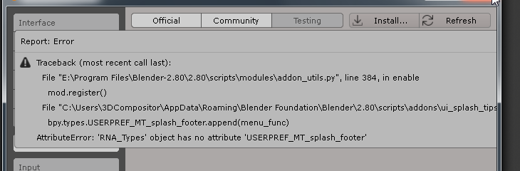 blender 2.8 keep getting traceback errors installing addons