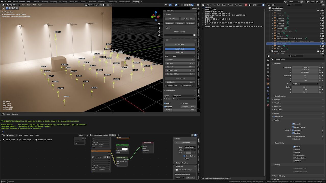 Lumen Pro 2.2.6 — photometric lighting analysis in Blender (IES/LDT ...