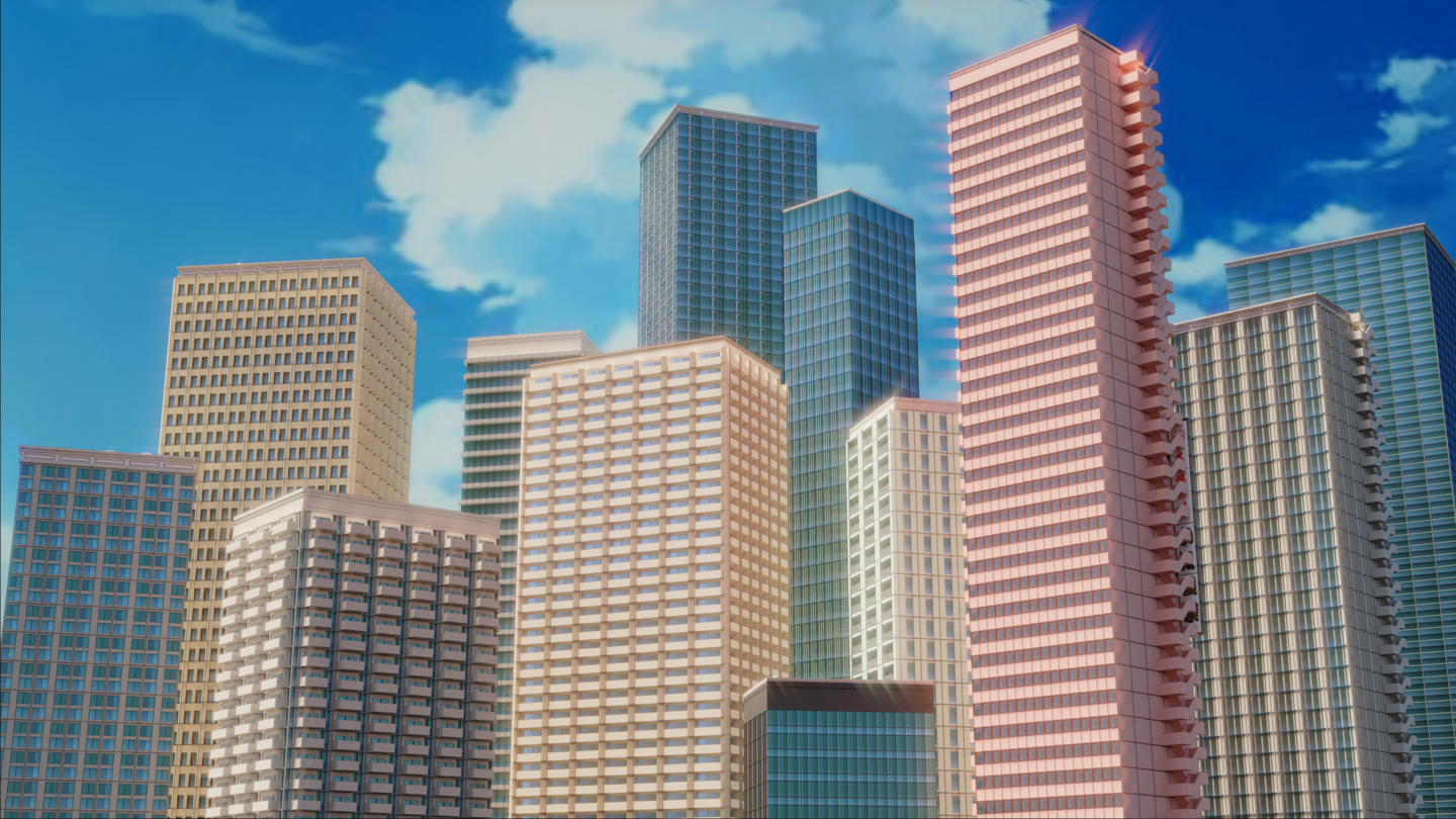 City building under the sky, anime background on Craiyon