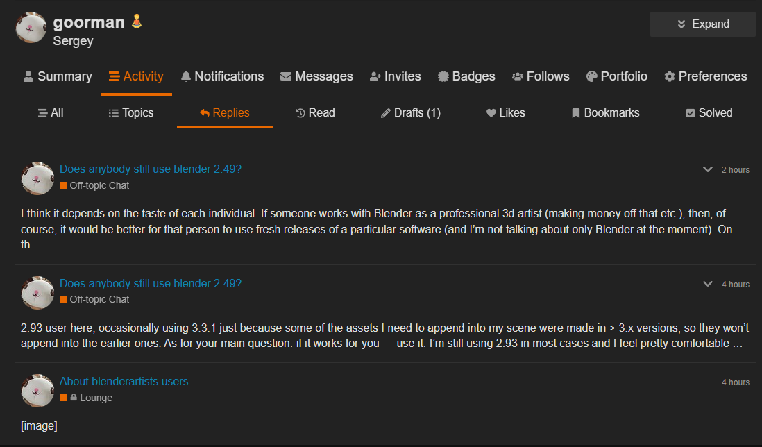 Quickly view the topics I've replied to? - Blender Artists Website ...