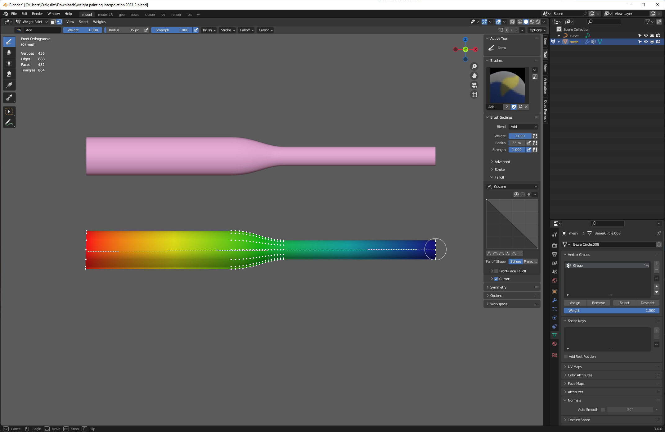 blender curve hook weight painting Weight painting interpolation 2023 - Animation and Rigging