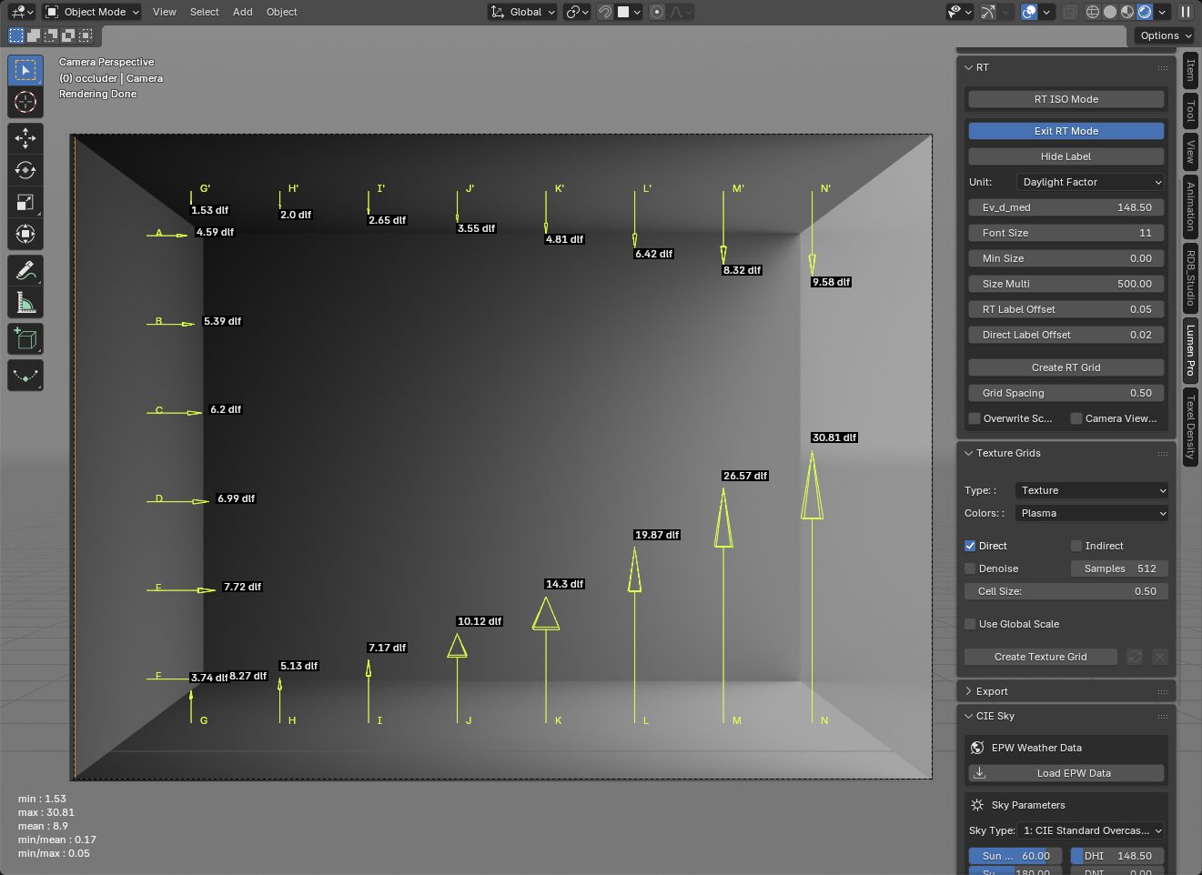 Lumen Pro 2.2.6 — photometric lighting analysis in Blender (IES/LDT ...