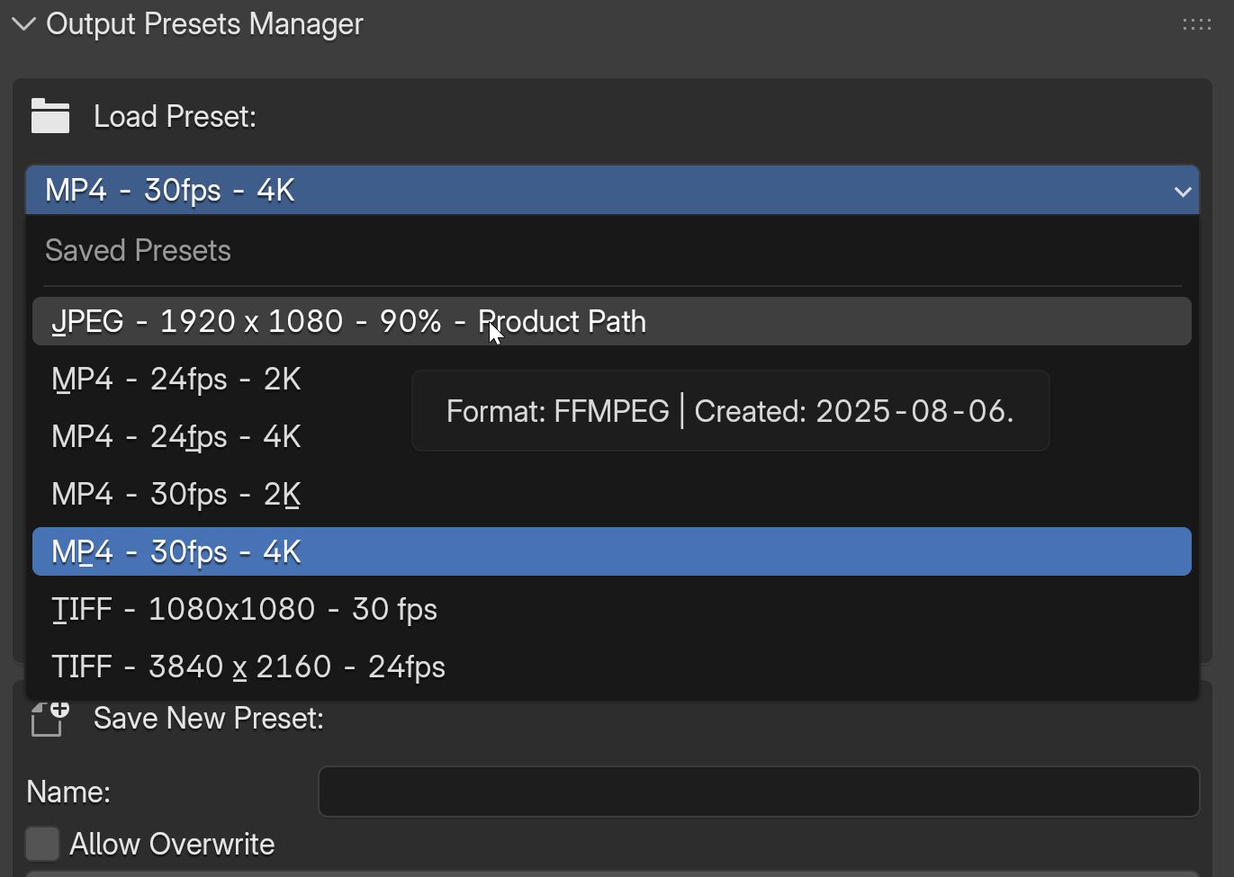 Save Render Output Settings as presets Add-on - Released Add-ons and ...