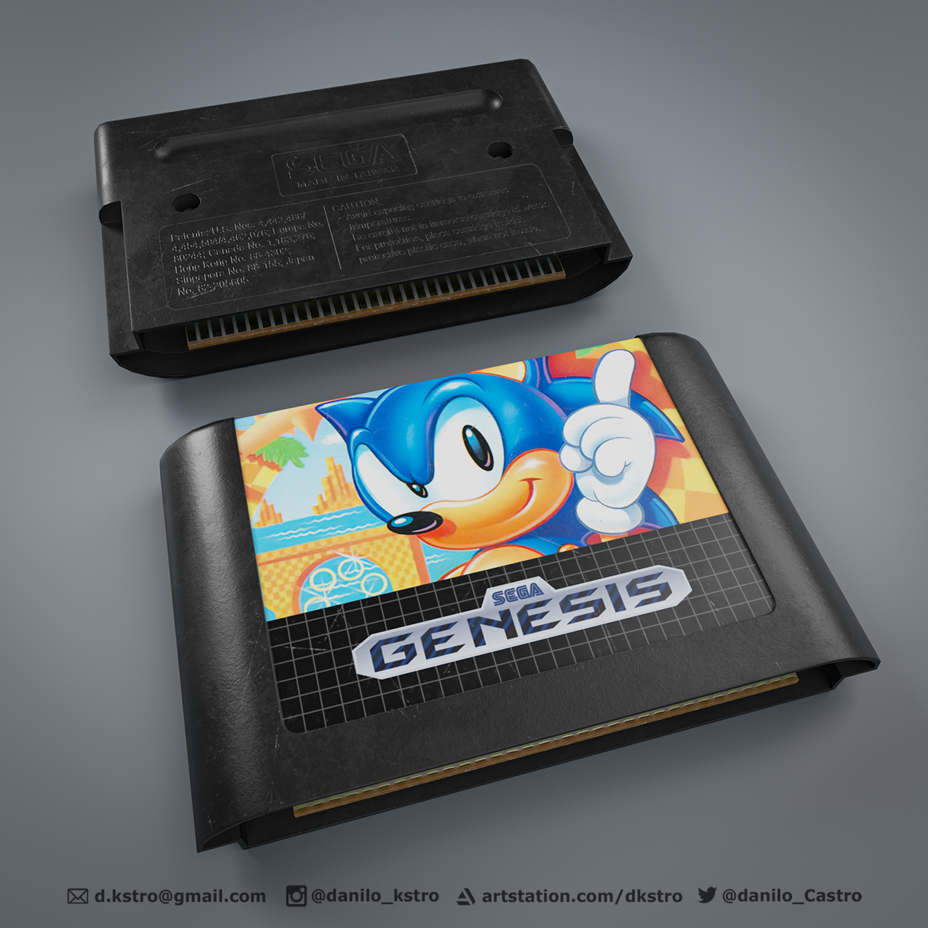 Cartridge Genesis Sonic - Finished Projects - Blender Artists