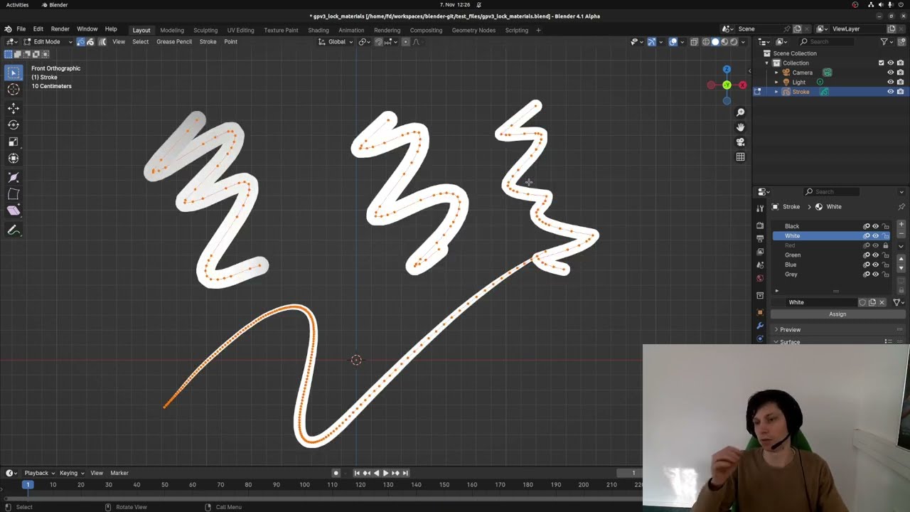 How assign different material to strokes in grease pencil mode