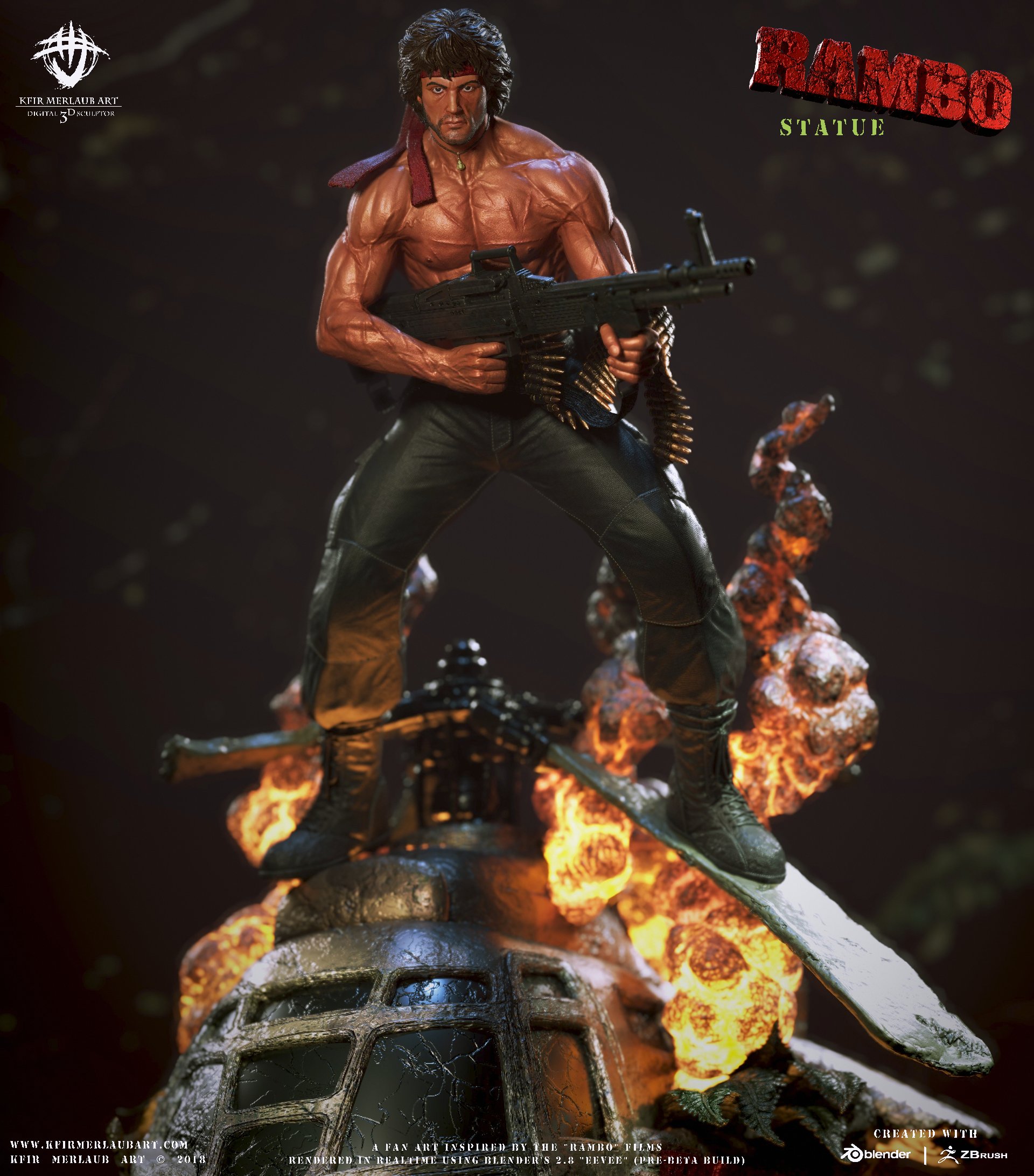 3D file Rambo statue 🎬・3D printer model to download・Cults