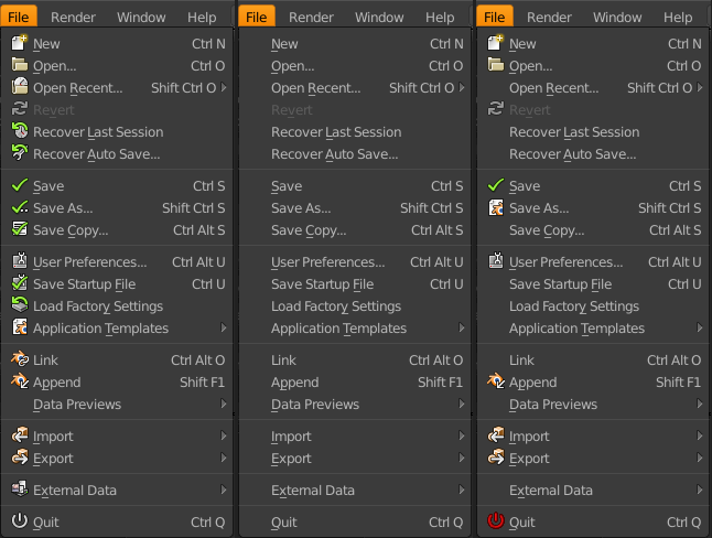 Blender Filemenu New icons for Blender 2.8 - Blender Development Discussion - Blender ...