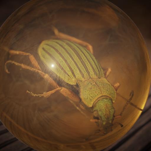 01_Beetle-inside-amber-top-view-3d-render