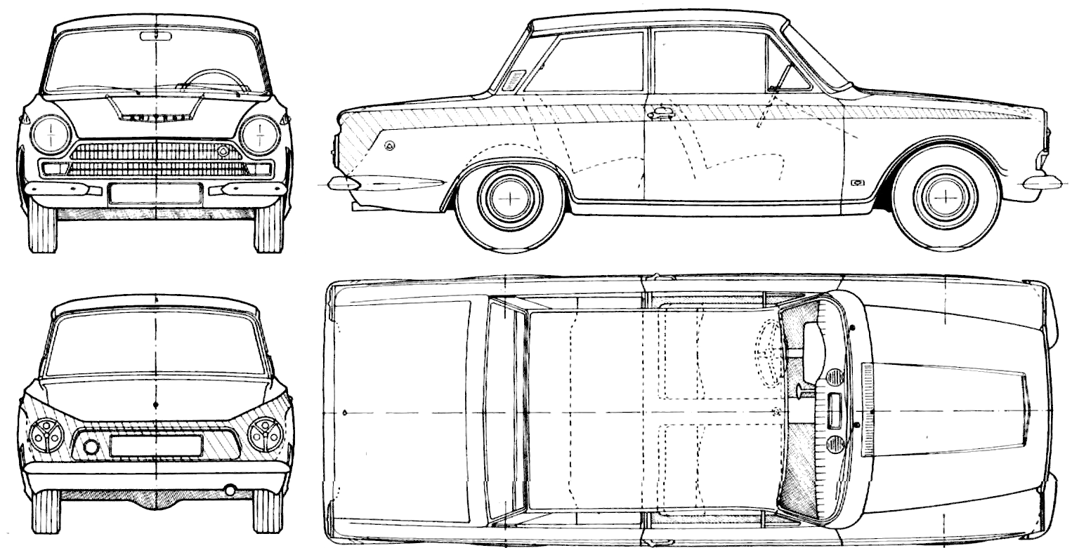 Ford Lotus Cortina 1966 чертеж