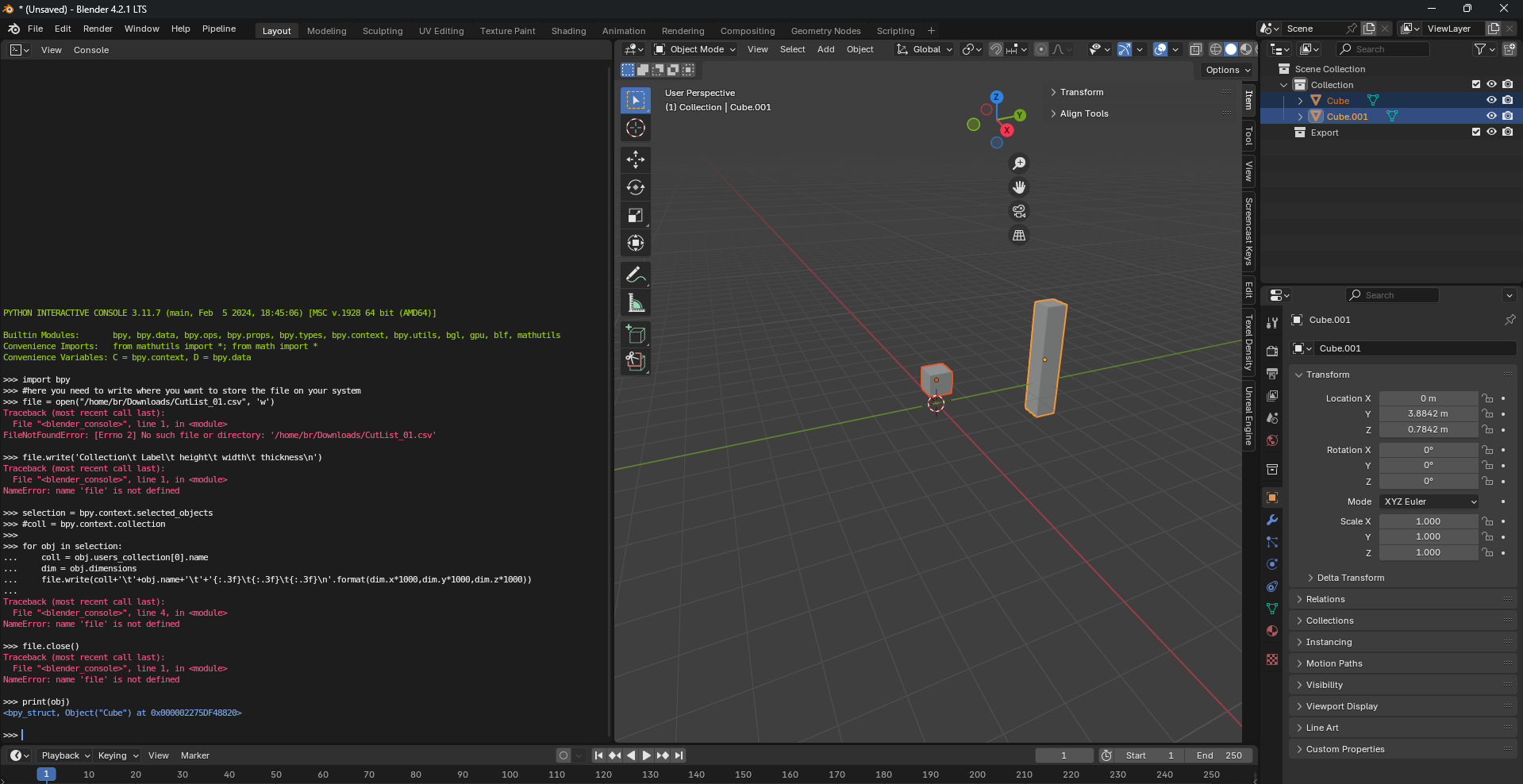 Export list of objects with dimensions to csv file - Python Support ...