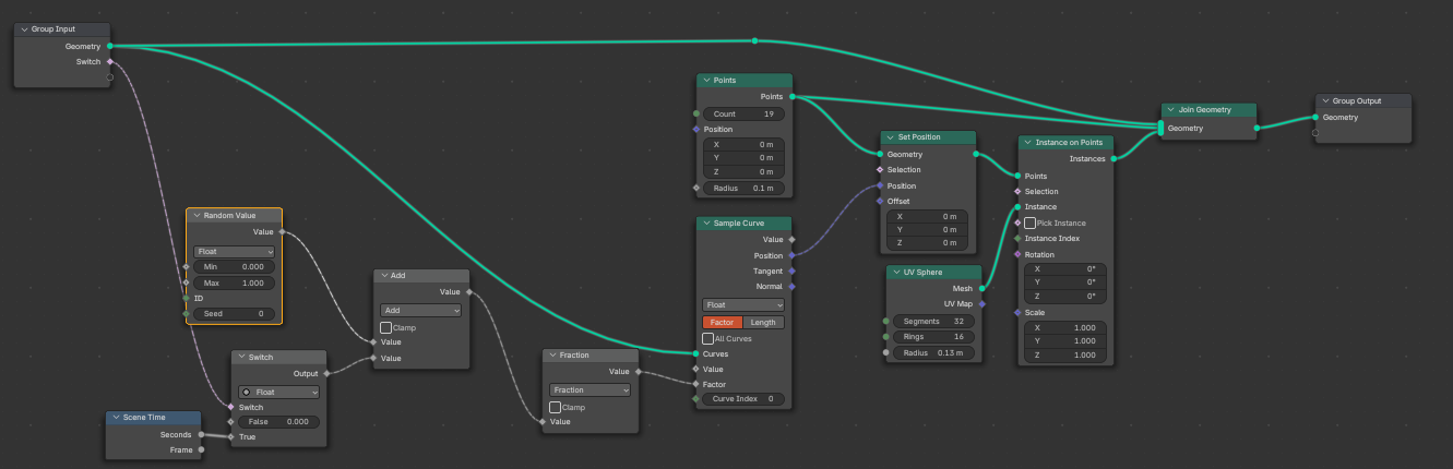 How to move random points on a curve using geometry nodes - Particles ...