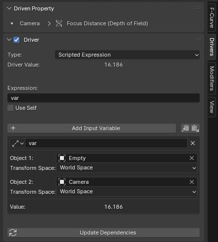 Why drivers are not connected to depth of field of camera? - Lighting ...