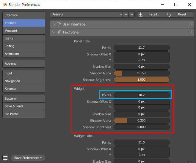 blender increase text size