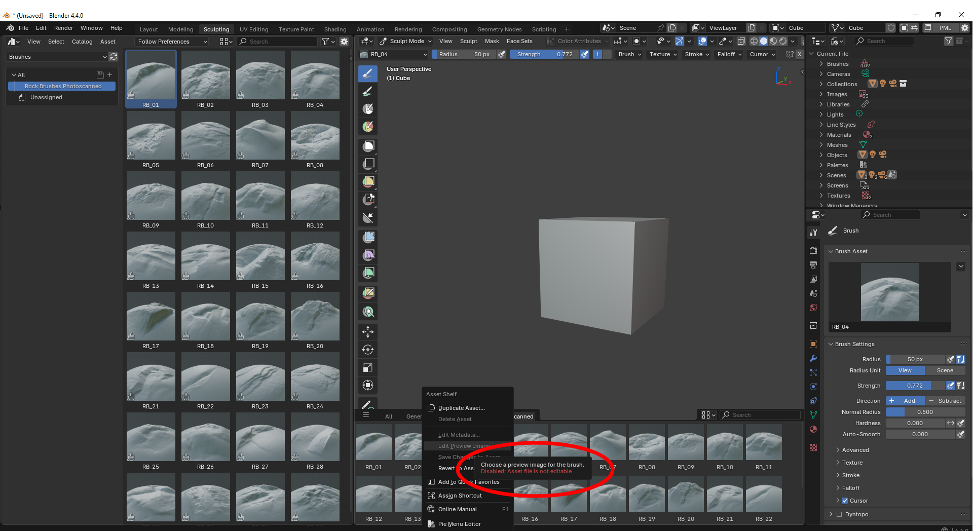 Asset Browser - New asset file is not editable? - Basics & Interface ...