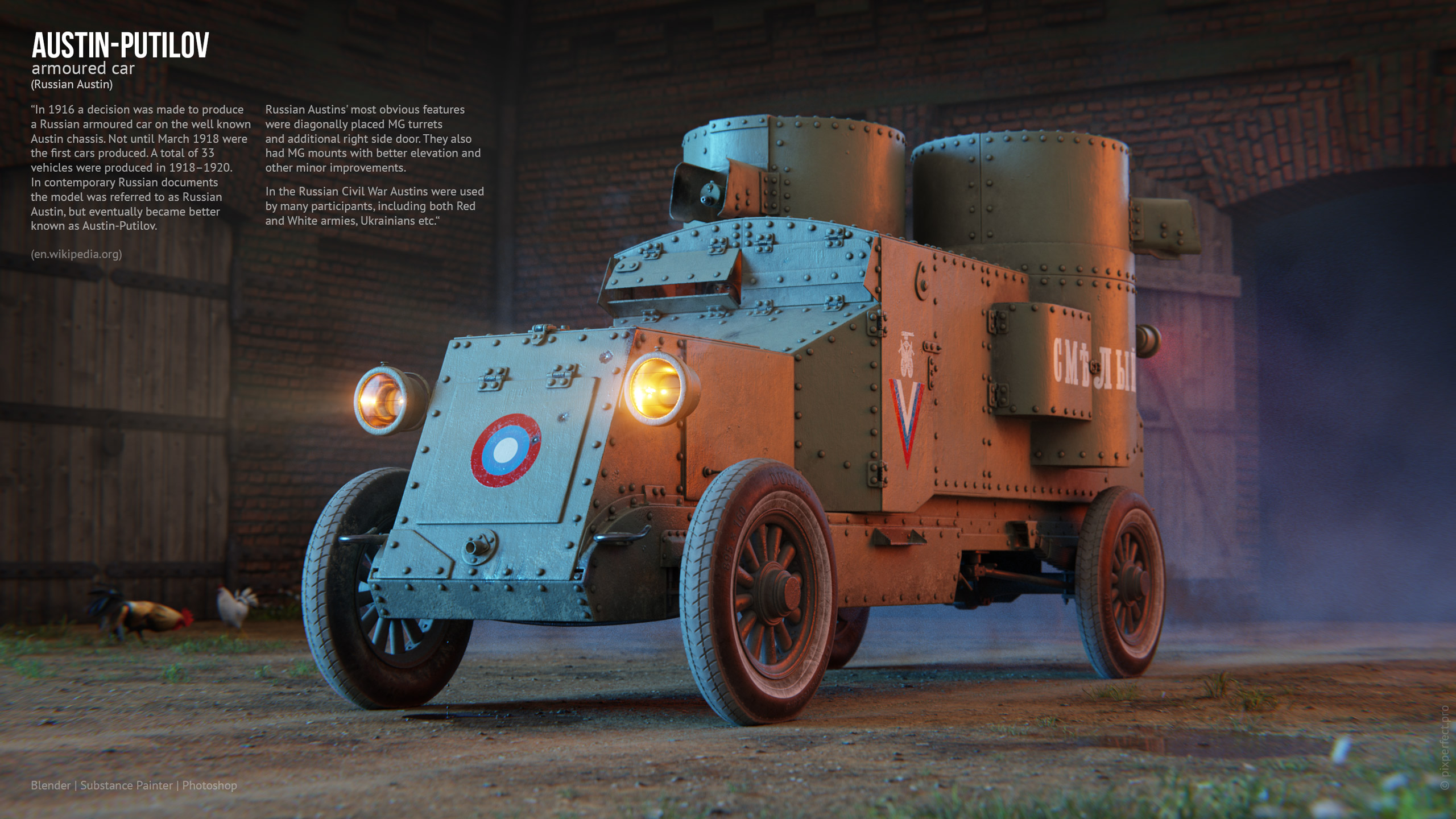 Austin-Putilov armored car - Finished Projects - Blender Artists Community