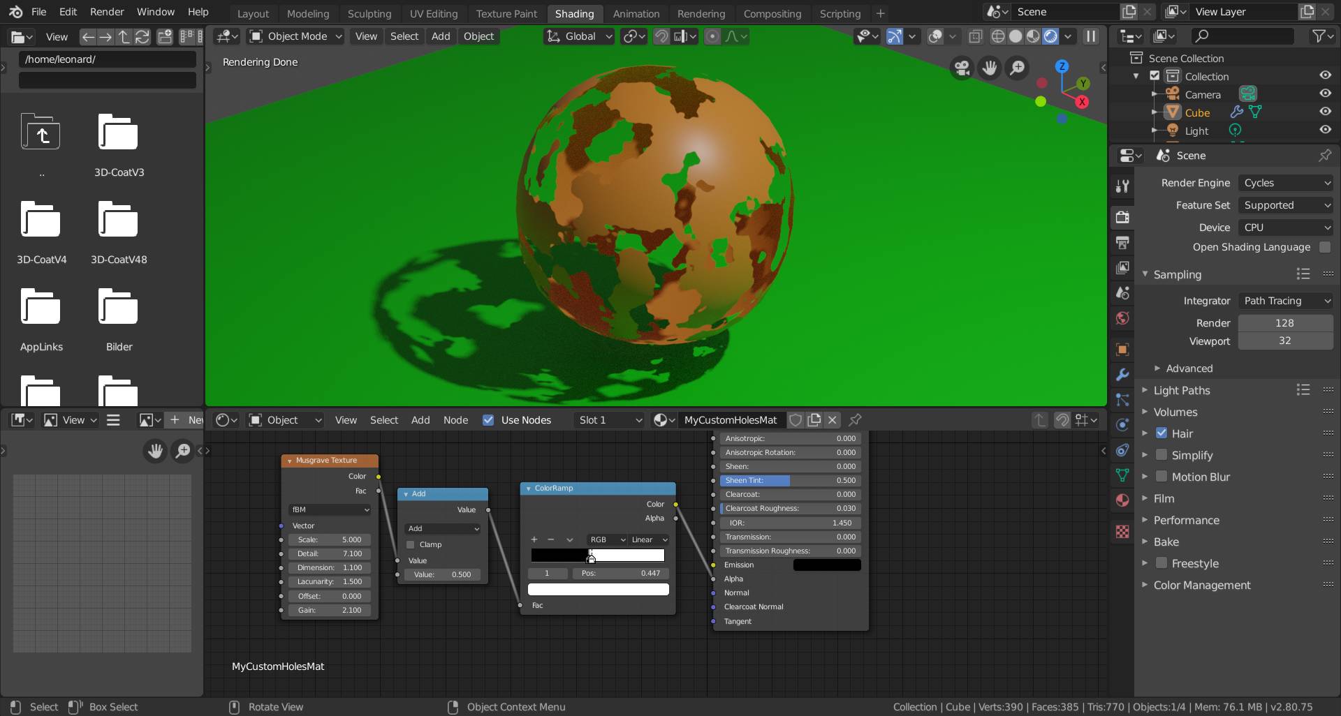 How do I make a hole in my model using the Mix Shader? - Materials