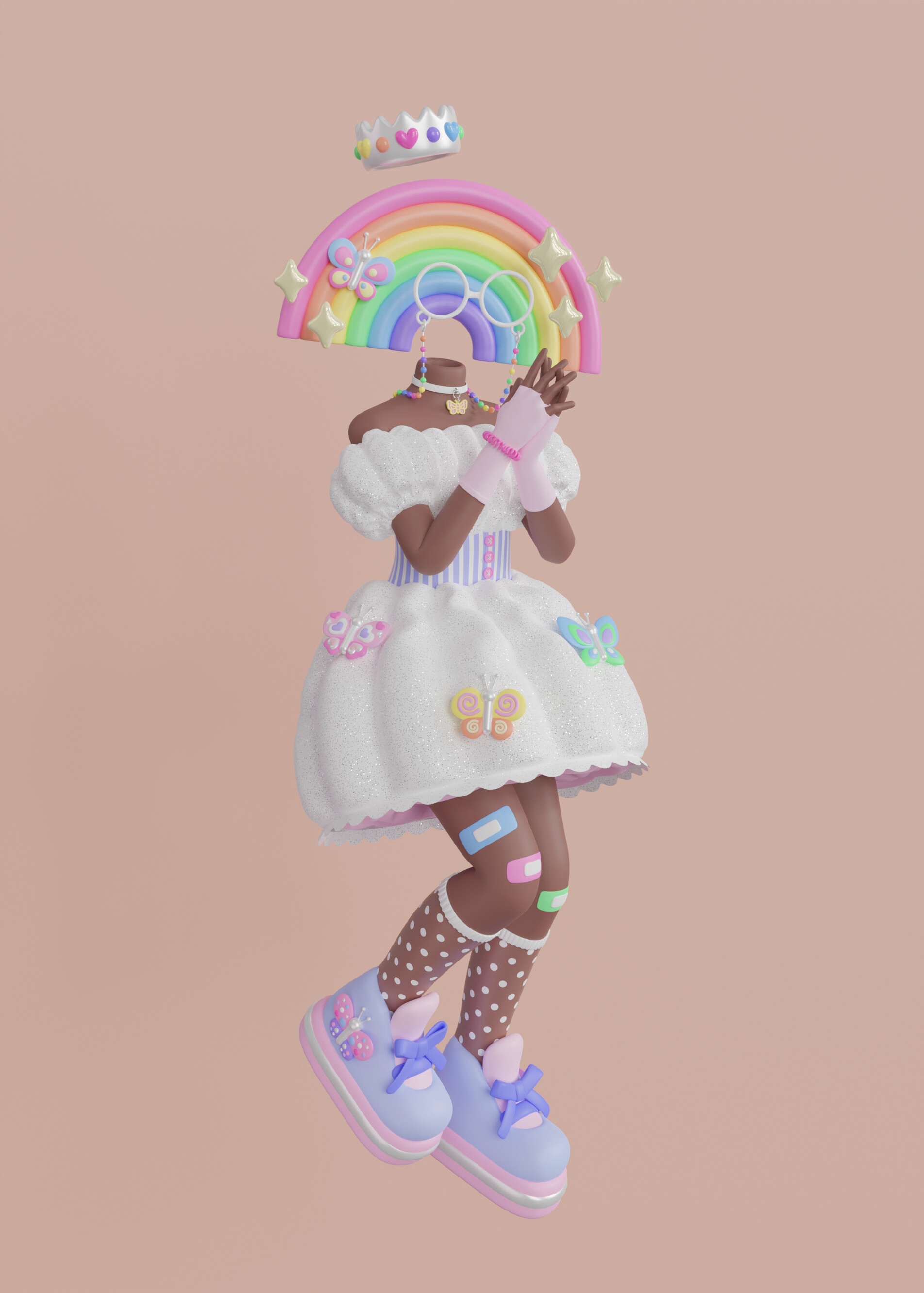 🌈rainbow head princess 👑 - Finished Projects - Blender Artists Community