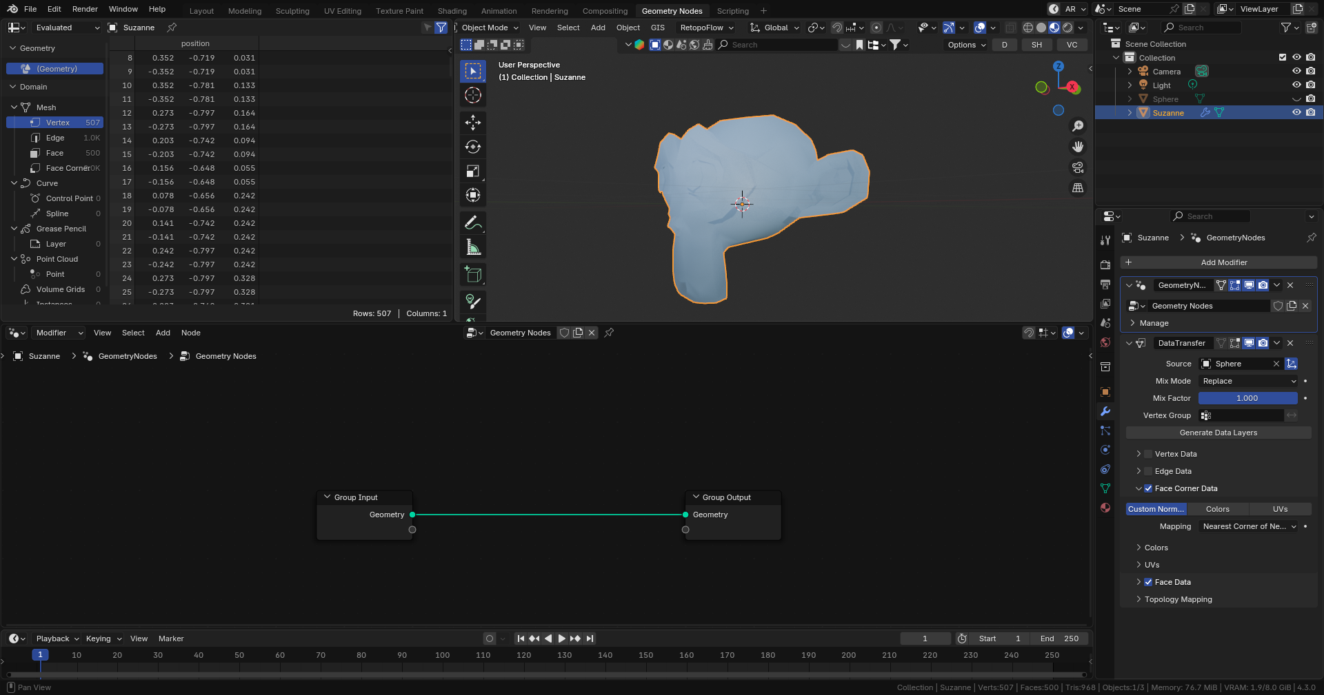 I'd like to transfer normals data within geometry nodes - Modeling ...
