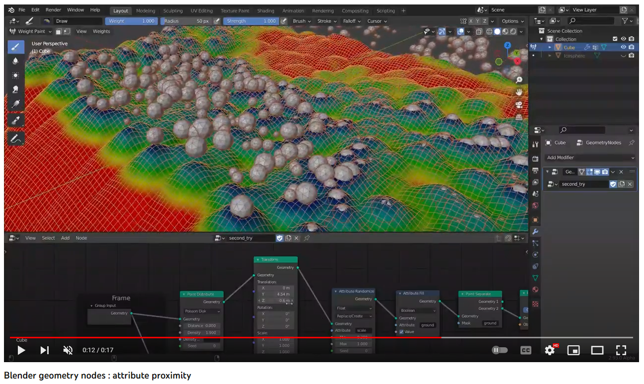Geometry editor. Geometry nodes proximity Blender. Attribute fill Blender 3.2. Attribute proximity in Blender. Blender procedural animation Scatter point.