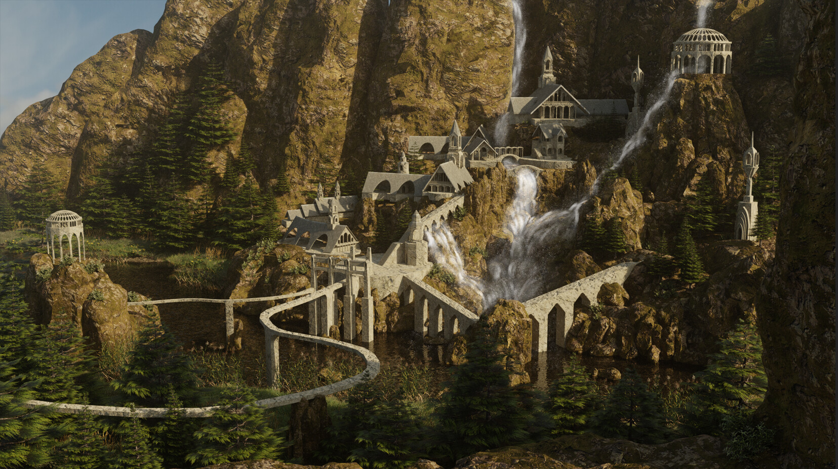 Naar behoren Bij naam Berg kleding op Rivendell - Elven Town, The House of Elrond - Finished Projects - Blender  Artists Community