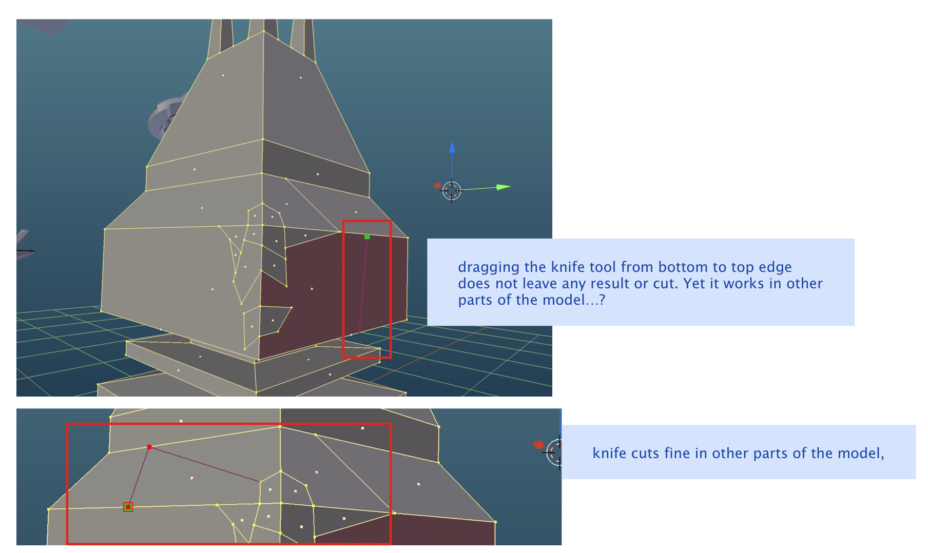 Knife is not cutting between 2 edges - Modeling - Blender Artists Community