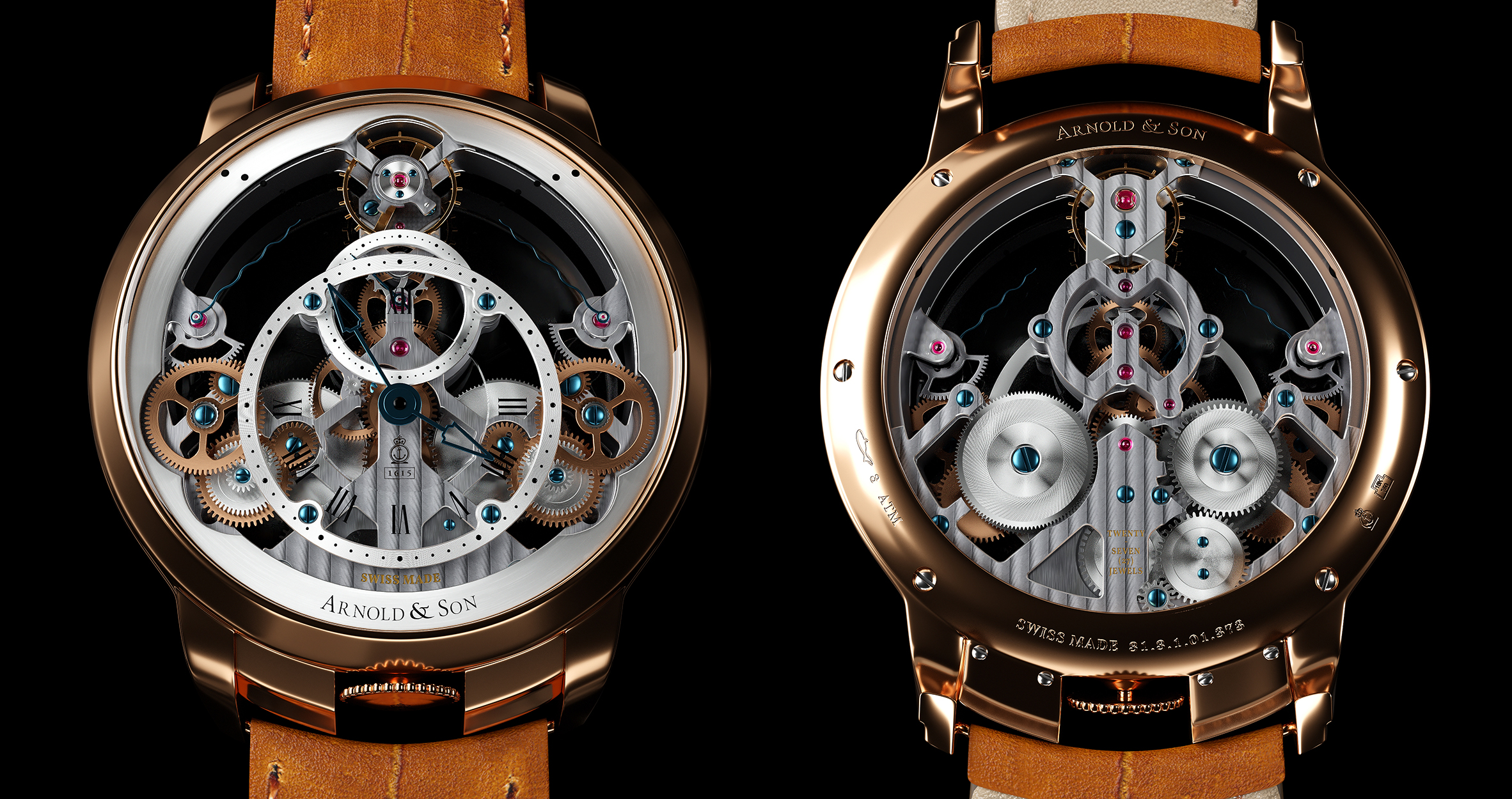 Arnold & Son's Time Pyramid 42.5 Watches in Red Gold and Platinum Unveiled  at Dubai Watch Week 2023