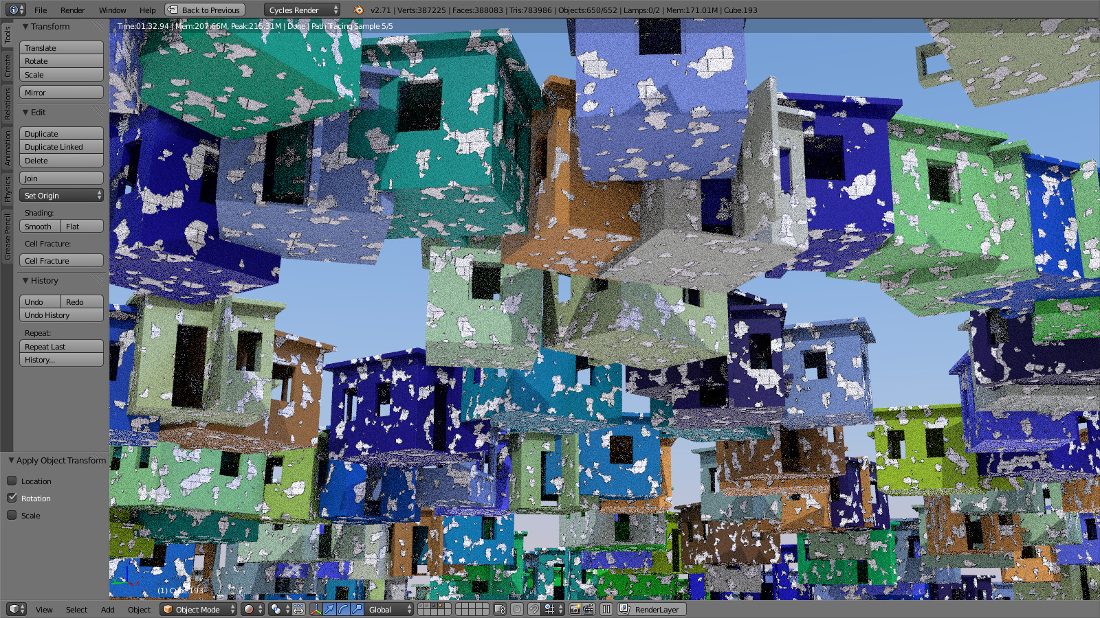 Procedural material to 650 particle objects made real - Materials and ...