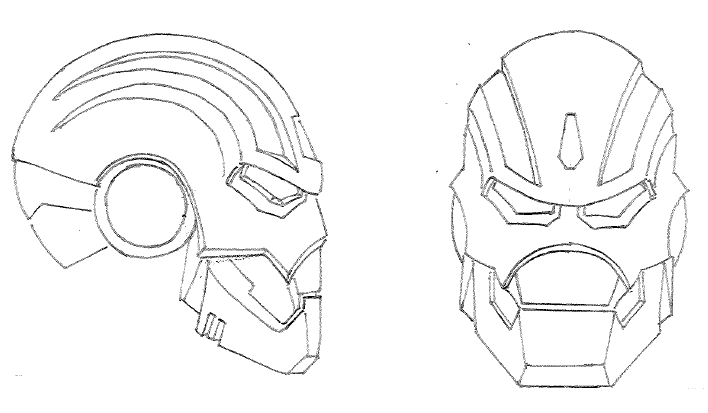 iron man 3 helmet drawing