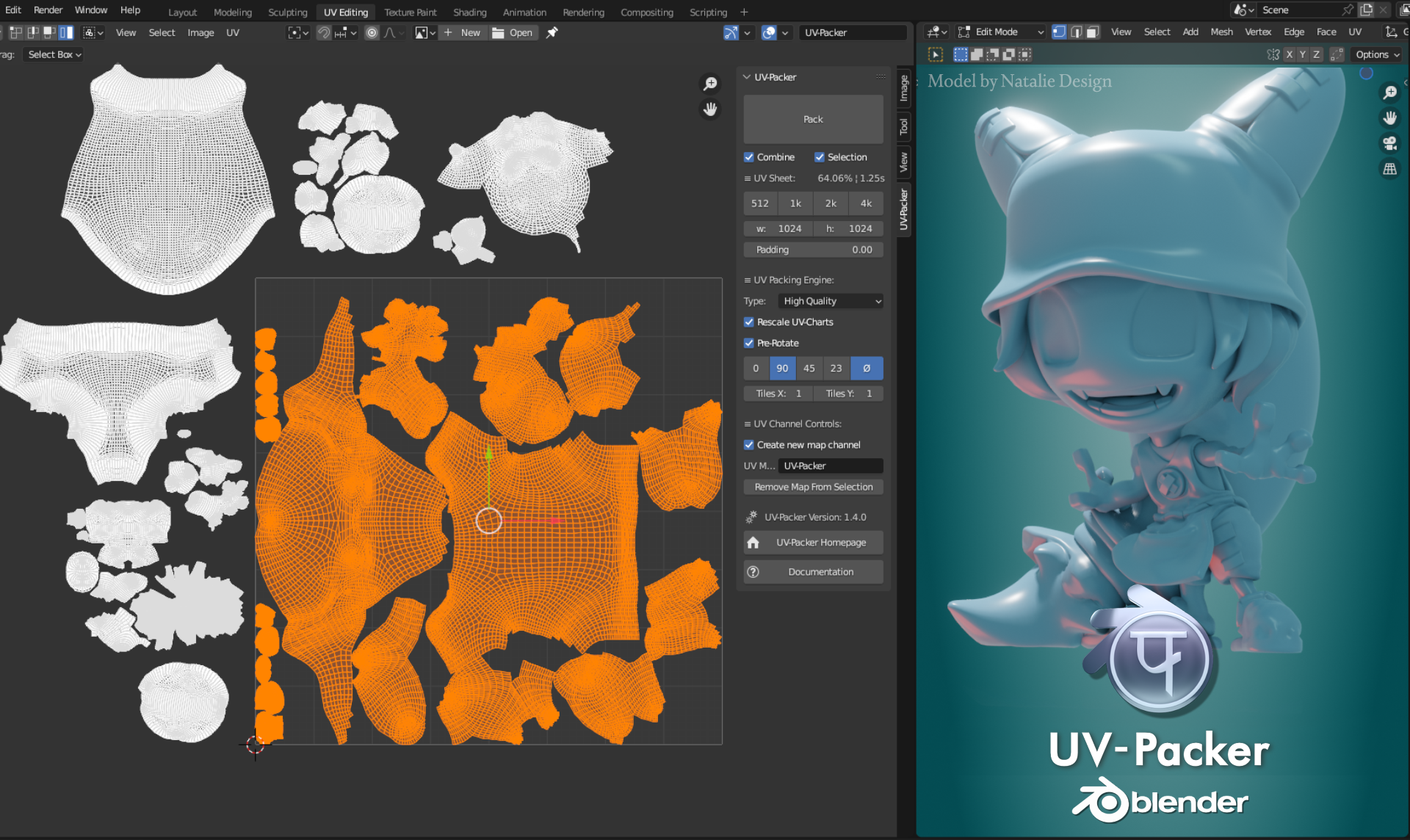 Uv editor blender. UV Packer.