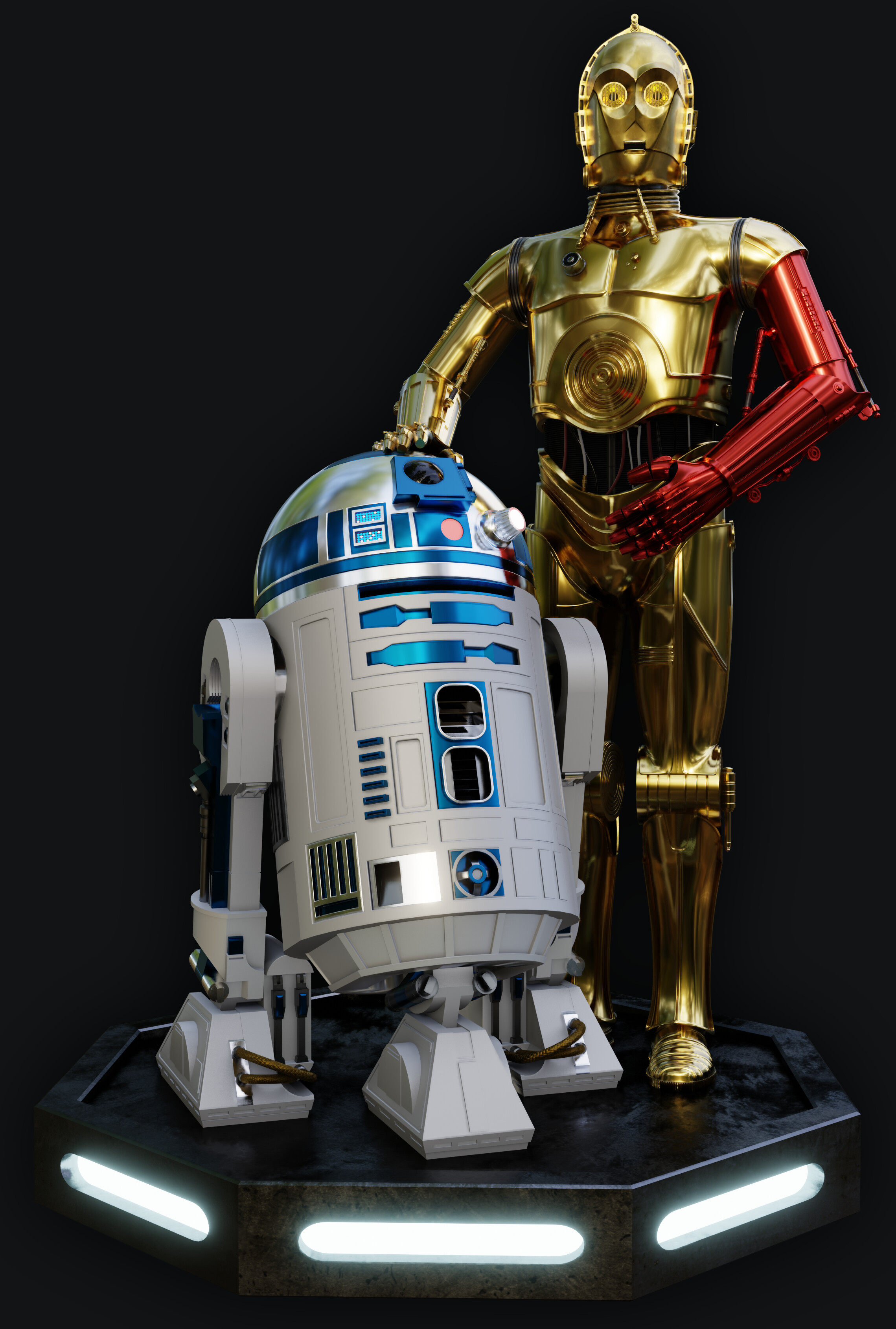 C3PO and R2D2 on the Forest Moon of Endor · Creative Fabrica