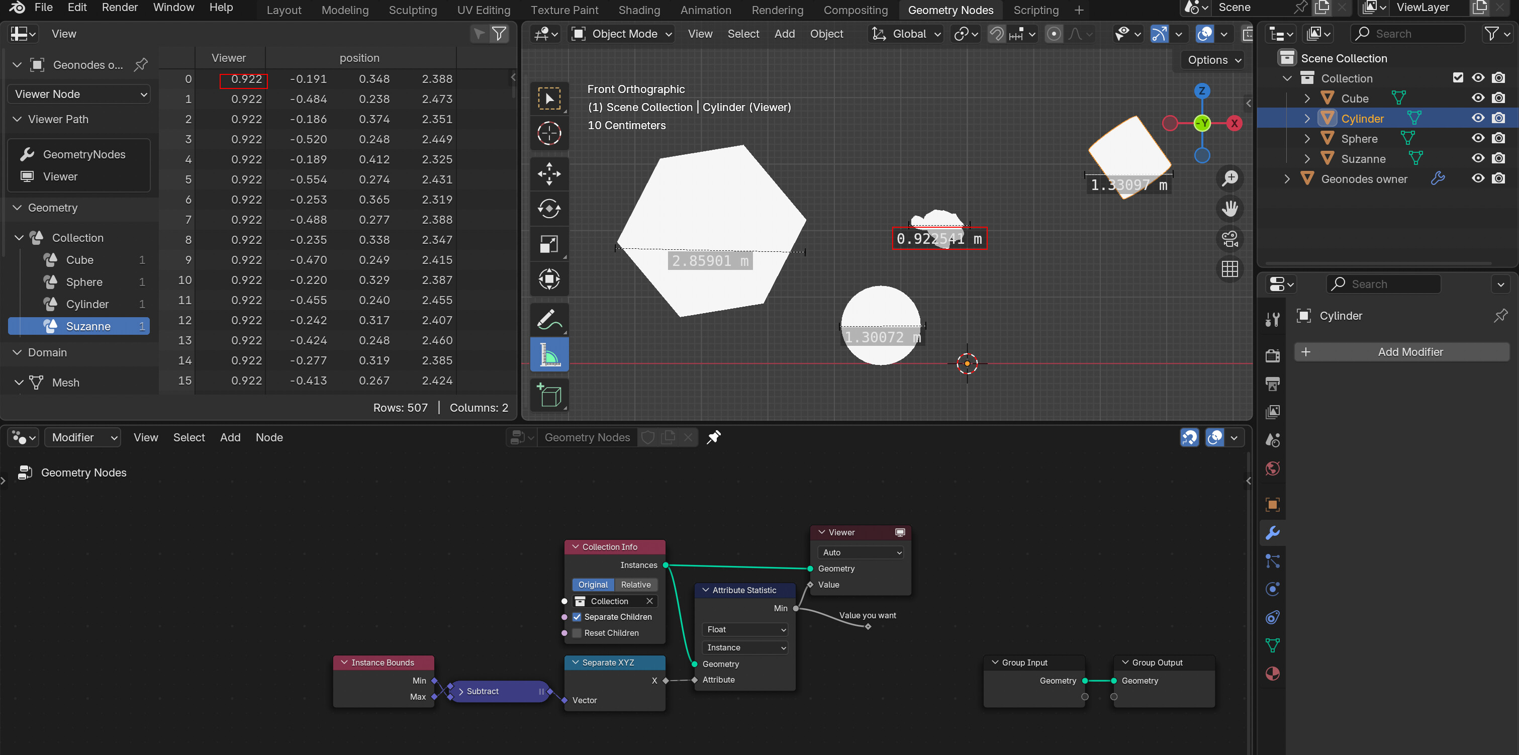 Geometry Nodes: How to get the shortest bounding box length for all ...