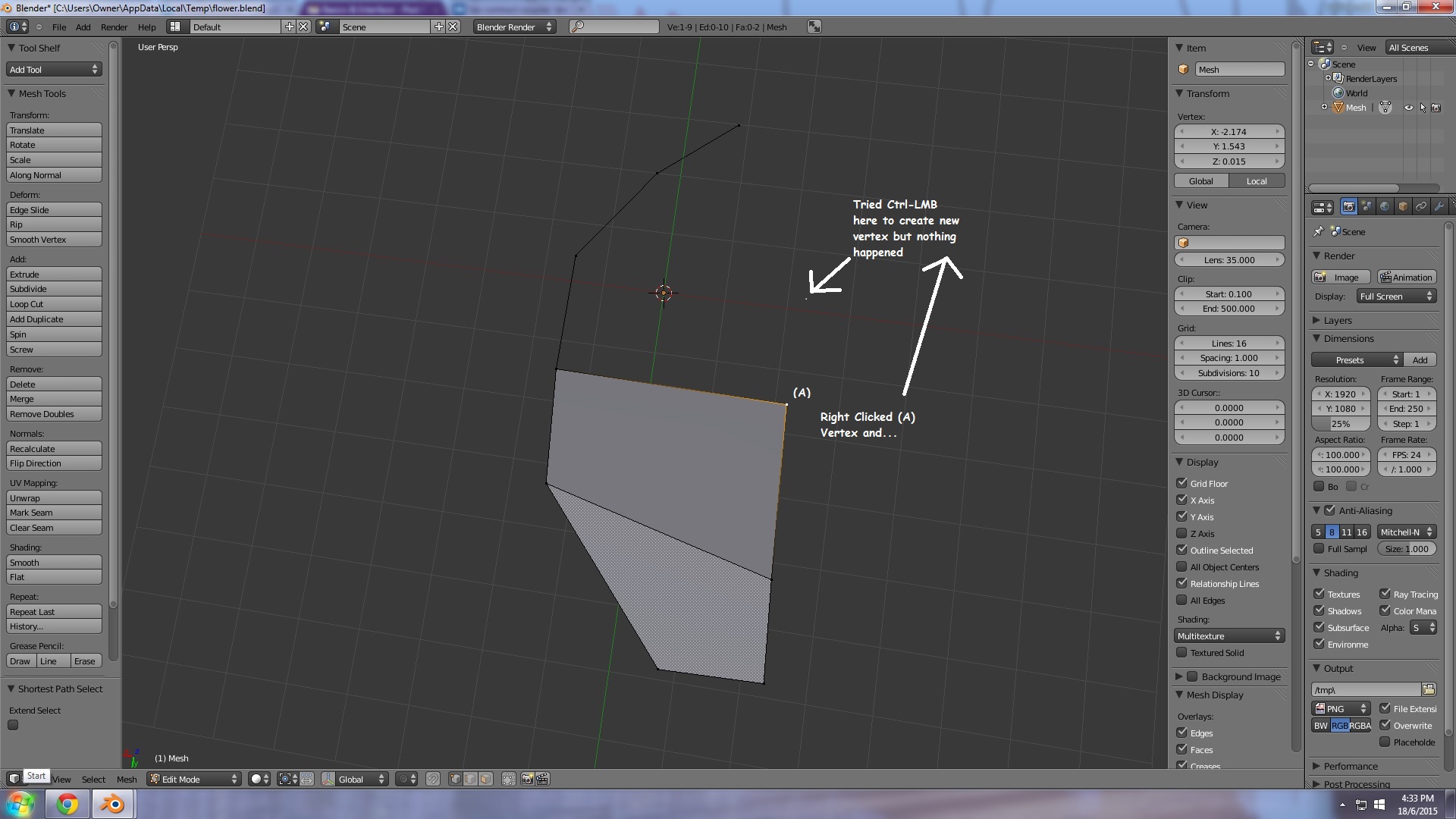 Can't create new vertex? (With Screenshot) - Basics & Interface ...