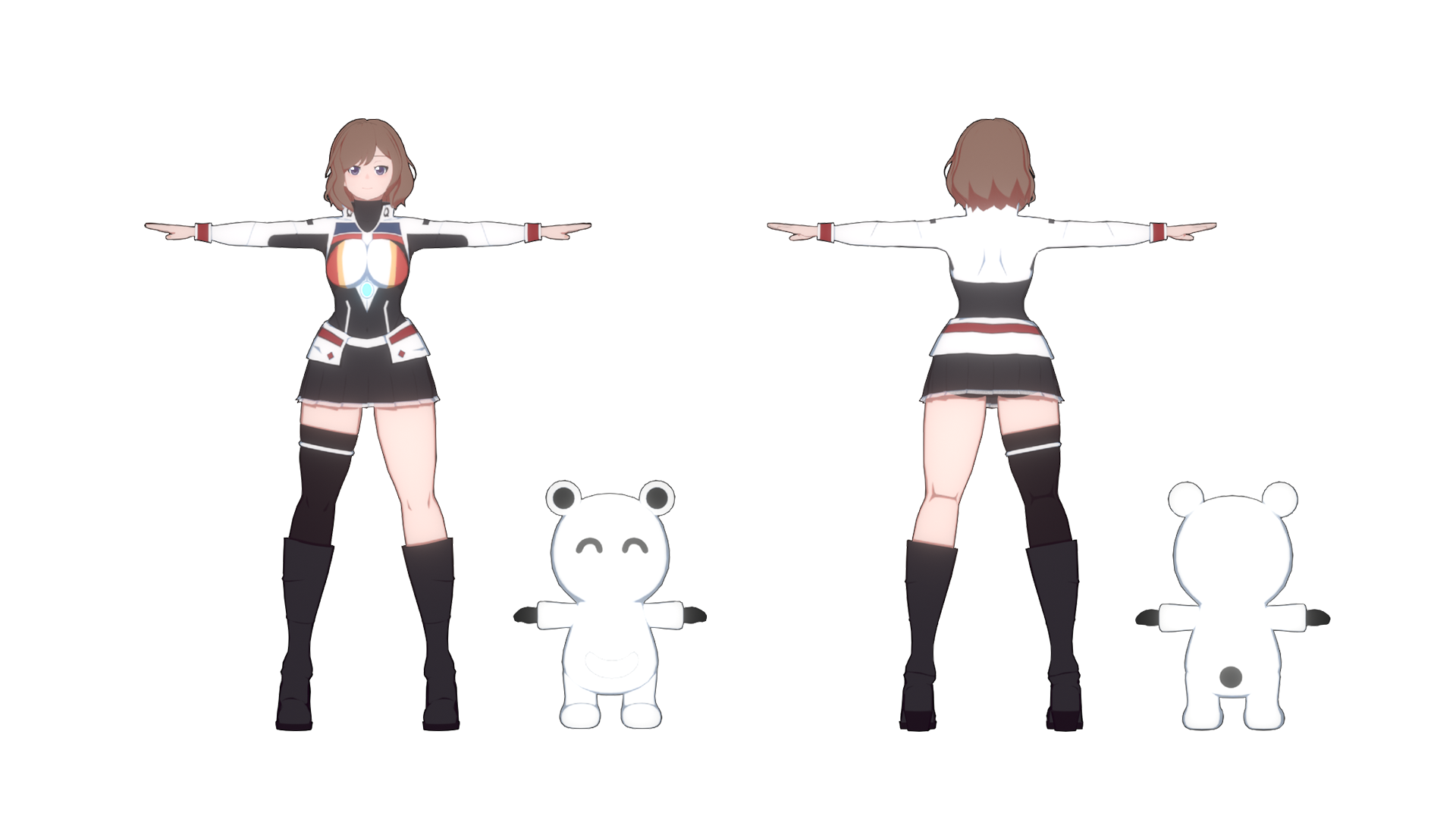 KREA - 3 d character design sheet, clean t - pose of a japanese