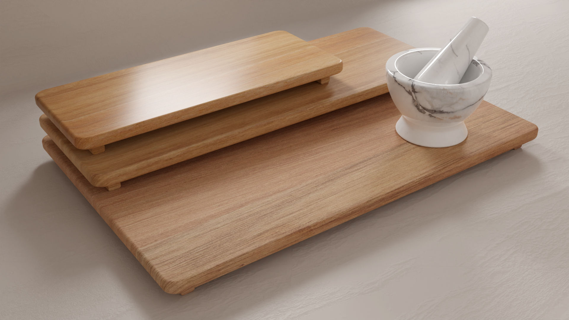 Acacia Wood Kitchen Boards From Zara Home Blender 3D Model