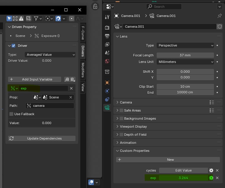 Driver from Custom Property of active camera - Basics & Interface ...