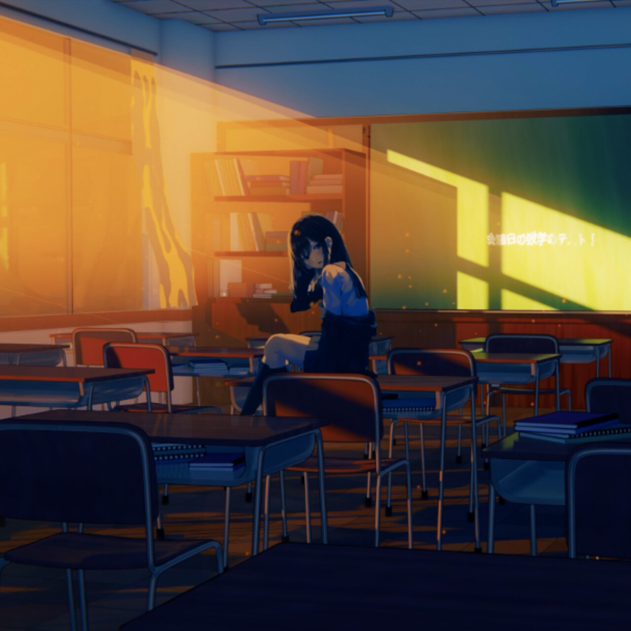 Classroom Night 2d Anime Background Illustration Stock Illustration -  Download Image Now - iStock